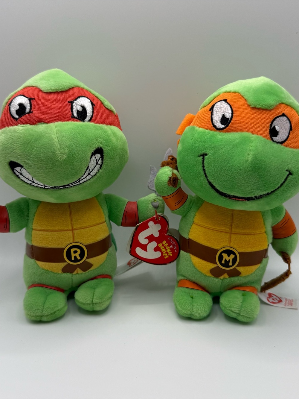 Ty Beanie Babies 2016 TMNT “Michelangelo” And “Raphael” Set Of 2 Plush Toys